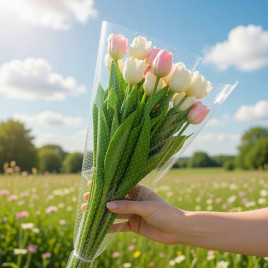 Конус прозрачный с рисунком Точки размер 30*60см уп 50шт