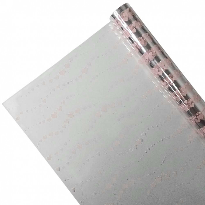 Пленка в рулоне Сердечные нити светло-розовая размер 57см*10м 50мкр