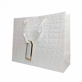 Пакет ЛЮКС Кожа белая лак размер 45*34*14см