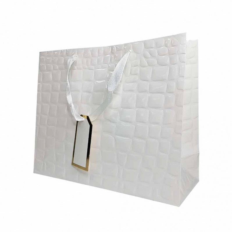 Пакет ЛЮКС Кожа белая лак размер 45*34*14см