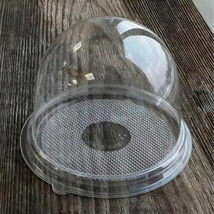 Коробка для пирожных с купольной крышкой прозрачная d-9см h-10см уп 10шт
