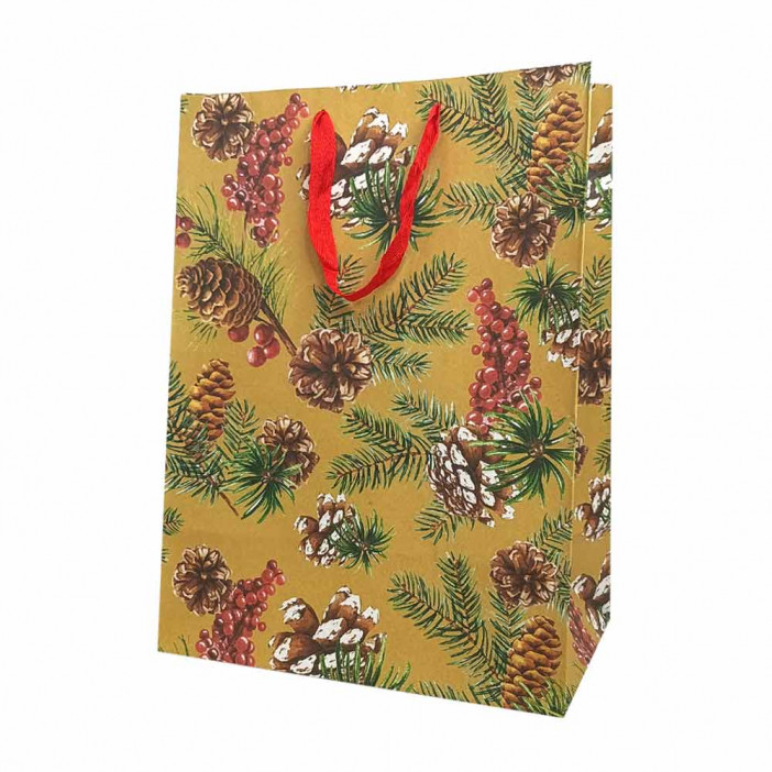 Пакет крафт новогодний размер 31*44*19см