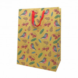 Пакет крафт новогодний размер 31*44*19см