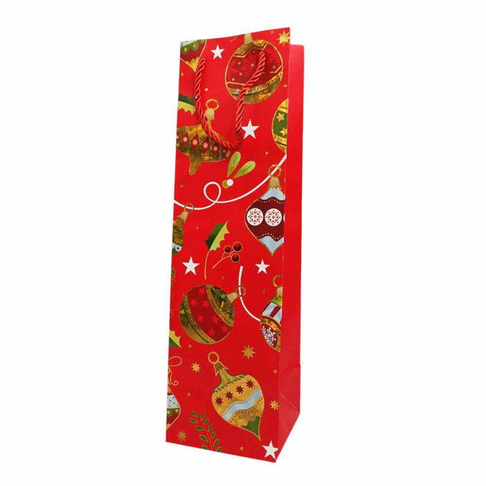 Пакет Люкс НГ под бутылку Игрушки, подарки размер 11*38*11см