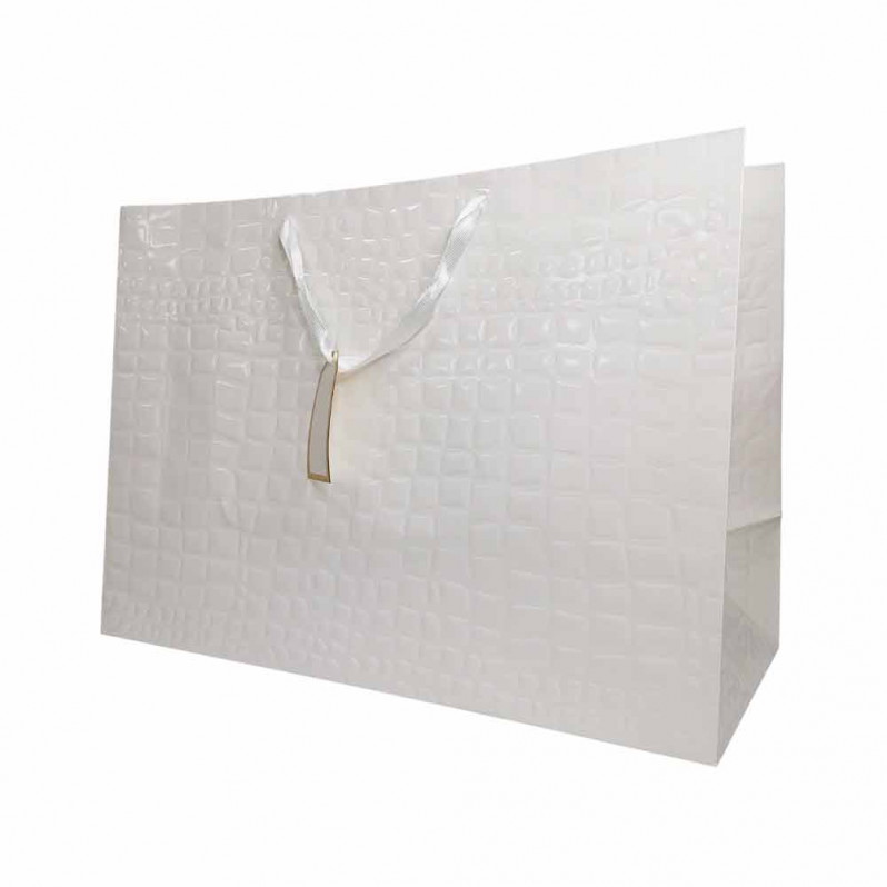 Пакет ЛЮКС Кожа белая лак размер 65*46*25см