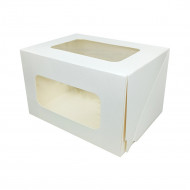 Коробка для пирожных Cake Roll 2 окна белая размер 160*120*100мм