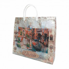 Сумка с пластмассовыми ручками многослойная с карманами Венеция 40*33см