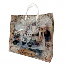 Сумка с пластмассовыми ручками многослойная с карманами Венеция 40*33см