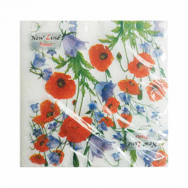 Салфетки бумажные с рисунком Маки 33*33см 2-х слойные 20шт