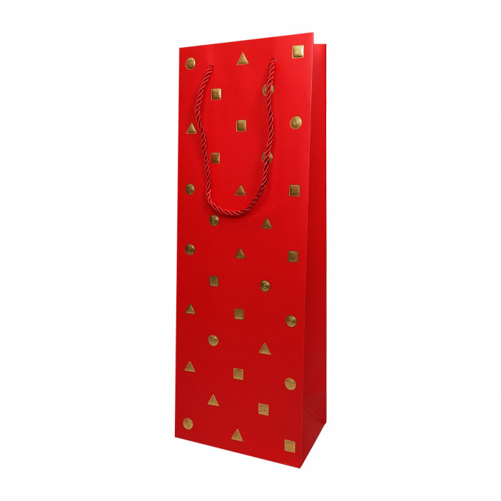 Пакет под бутылку ЛЮКС Золотые фигуры размер 12,7*36*8см