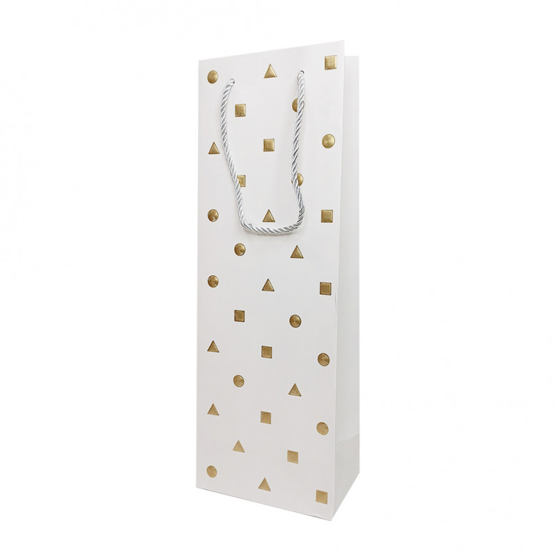 Пакет под бутылку ЛЮКС Золотые фигуры размер 12,7*36*8см