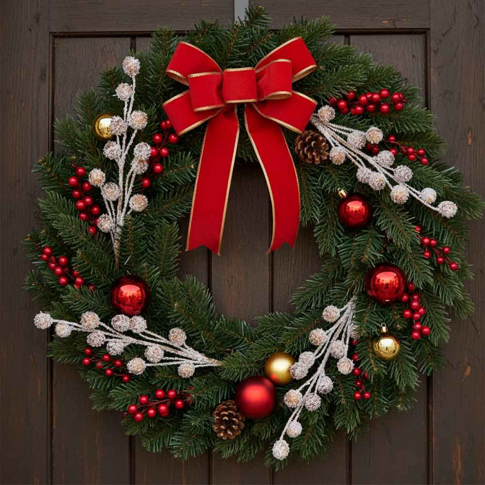 Веточка заснеженная с шишками Н-60см