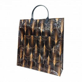 Сумка с пластмассовыми ручками многослойная с карманами Элегант 34*34см