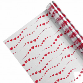 Пленка в рулоне Сердечные нити красная размер 57см*10м 50мкр