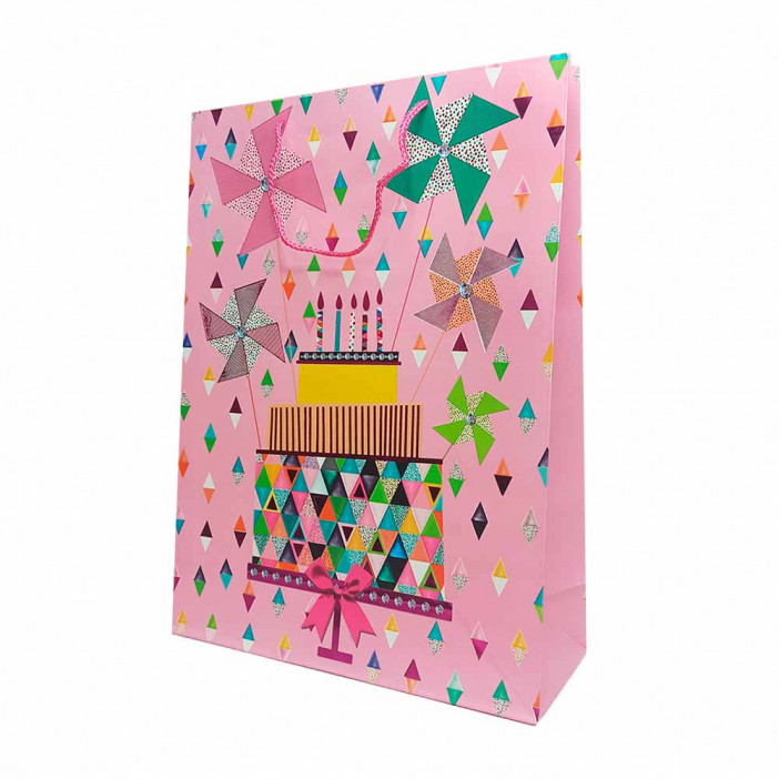 Пакет ЛЮКС День рождения с блеском размер 26*32*10см