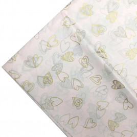 Бумага тишью в листах Сердца на розовом размер 50см*66см