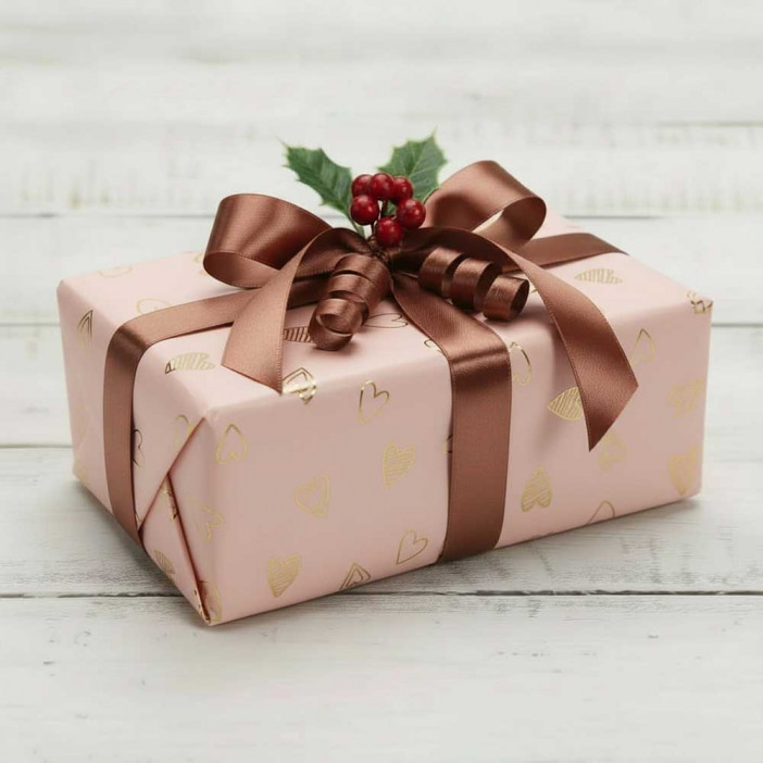 Бумага тишью в листах Сердца на розовом размер 50см*66см