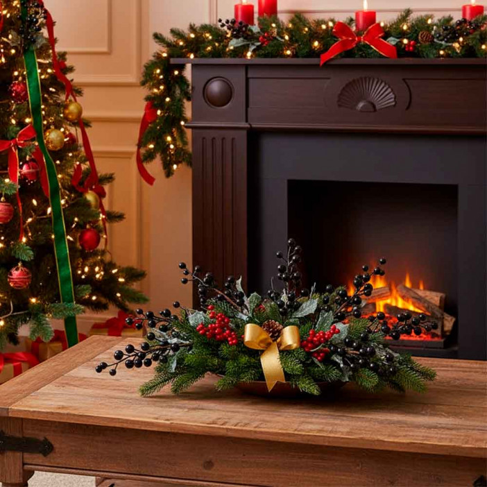 Ветка НГ с черными ягодами Н-51см