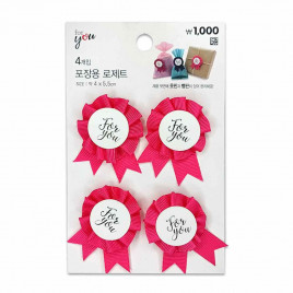 Бантик декоративный For you на булавке розовый D-4см уп 4шт