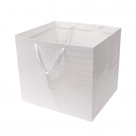 Пакет ЛЮКС Кожа белая лак размер 40*35*35см