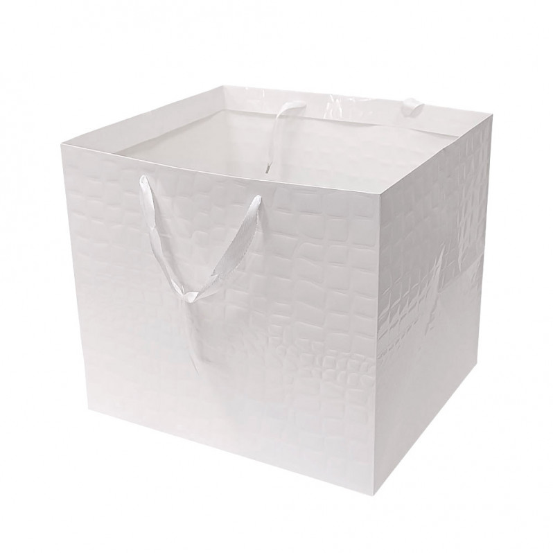 Пакет ЛЮКС Кожа белая лак размер 40*35*35см