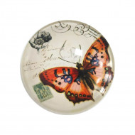 Медальон из стекла на липучке Красная бабочка d-3см
