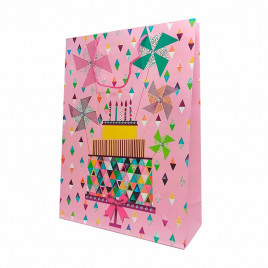 Пакет ЛЮКС День рождения с блеском размер 31*42*12см