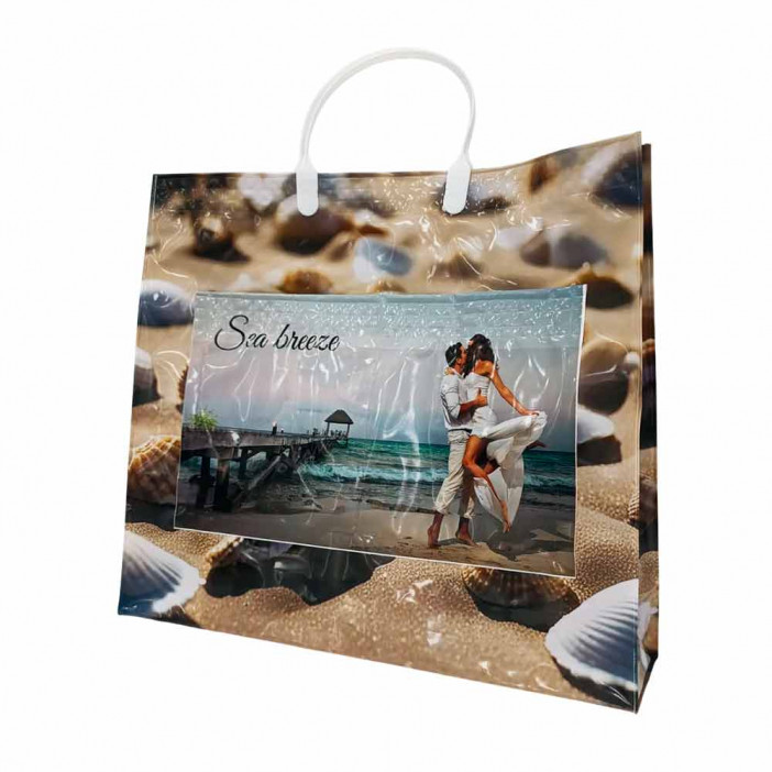 Сумка с пластмассовыми ручками многослойная с карманами Бриз 40*33см