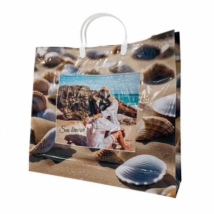 Сумка с пластмассовыми ручками многослойная с карманами Бриз 40*33см