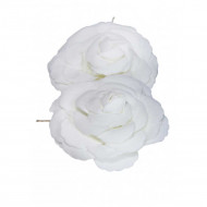 Роза белая бутон на вставке (2 шт) D-10см 