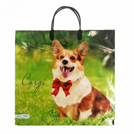 Пакет с пластмассовыми ручками 36*40см Корги 10шт