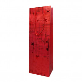 Пакет под бутылку ЛЮКС Звезды металл размер 12*36*9см