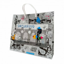 Сумка с пластмассовыми ручками многослойная с карманами Шопинг 40*33см