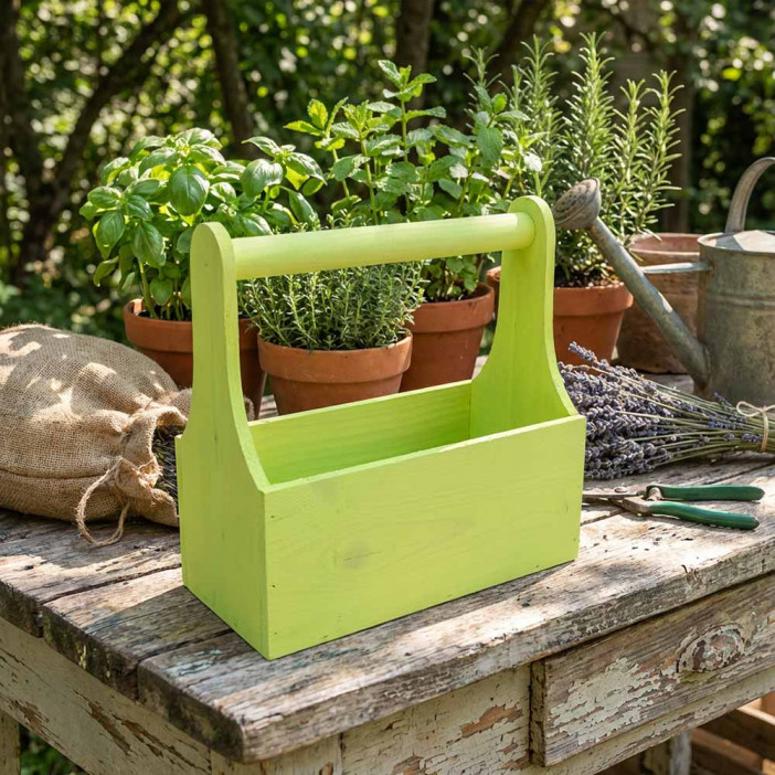 Ящик флористический с ручкой светло зеленый размер 25*13*24см