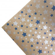 Крафт-бумага в рулоне Звезды синие размер 70см*10м