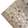 Изображение товара Крафт-бумага в рулоне Звезды синие размер 70см*10м