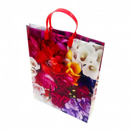 Пакет сумка размер 32*40см Букет желтых, белых и красных цветов