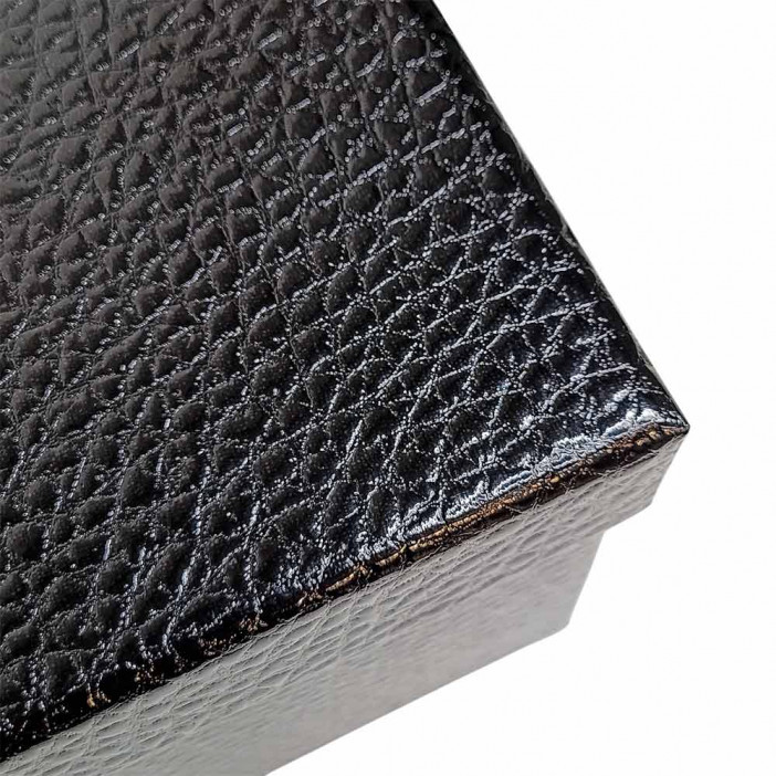 Коробка прямоугольная Под кожу черная в 5-ти размерах