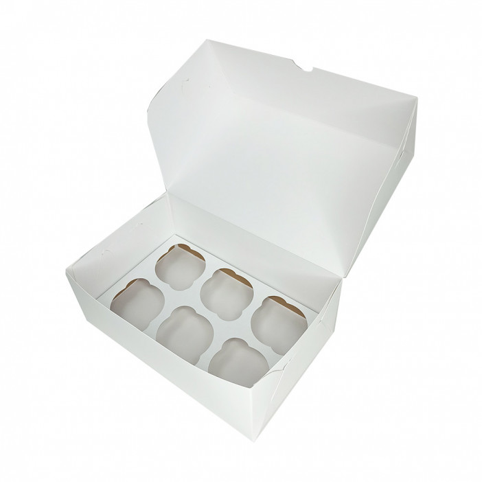 Коробка под капкейки на 6шт белая размер 250*170*100мм