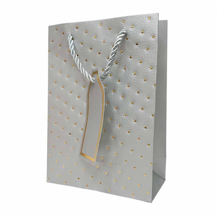 Пакет ЛЮКС Золотые точки размер 14*20*7см