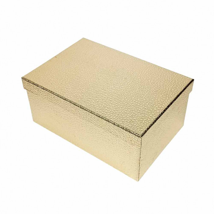Коробка прямоугольная Под кожу золото в 5-ти размерах