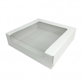 Коробка для торта с окном белая размер 225*225*60мм