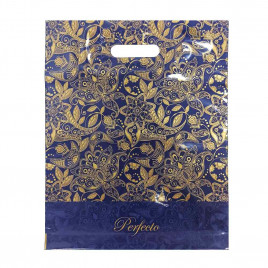 Пакет с вырубной ручкой Кружева синий 30*37см 95мкм 50шт