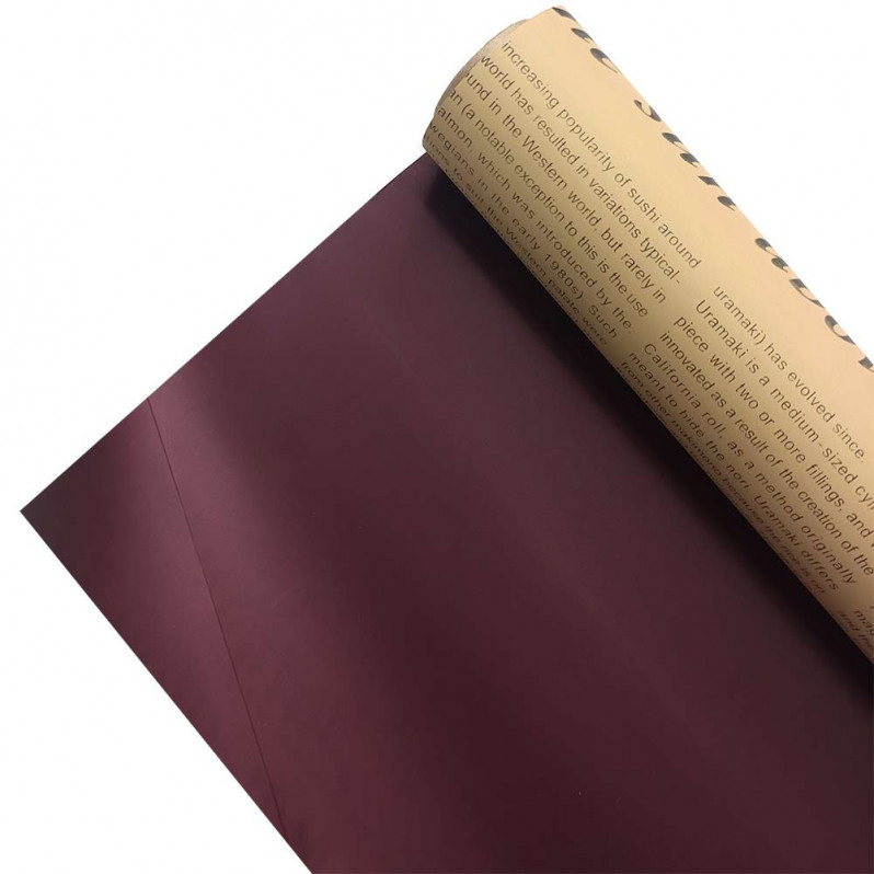 Пленка в рулоне матовая Газета двухцветная крафт винный размер 58см*10м 65мкм