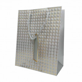 Пакет ЛЮКС Золотые квадратики с тиснением размер 18*23*10см