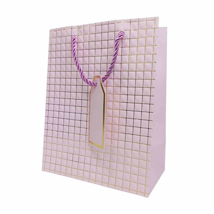 Пакет ЛЮКС Золотые квадратики с тиснением размер 18*23*10см