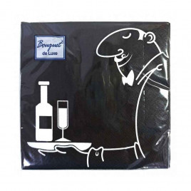 Салфетки бумажные с рисунком Официант 24*24см 3-х слойные 25шт