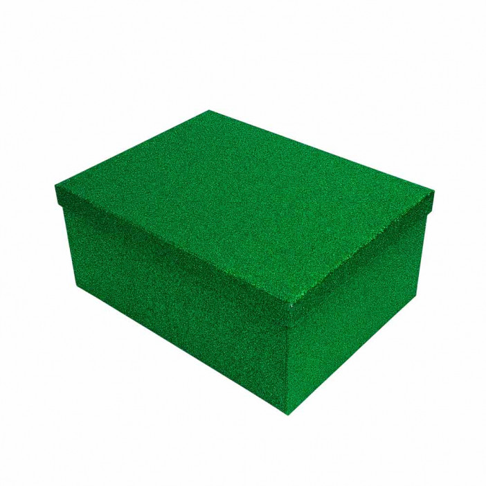 Коробка прямоугольная Зеленые блестки в 10-ти размерах