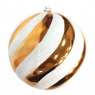 Елочное украшение шар новогодний белый бронза размер d-25см 