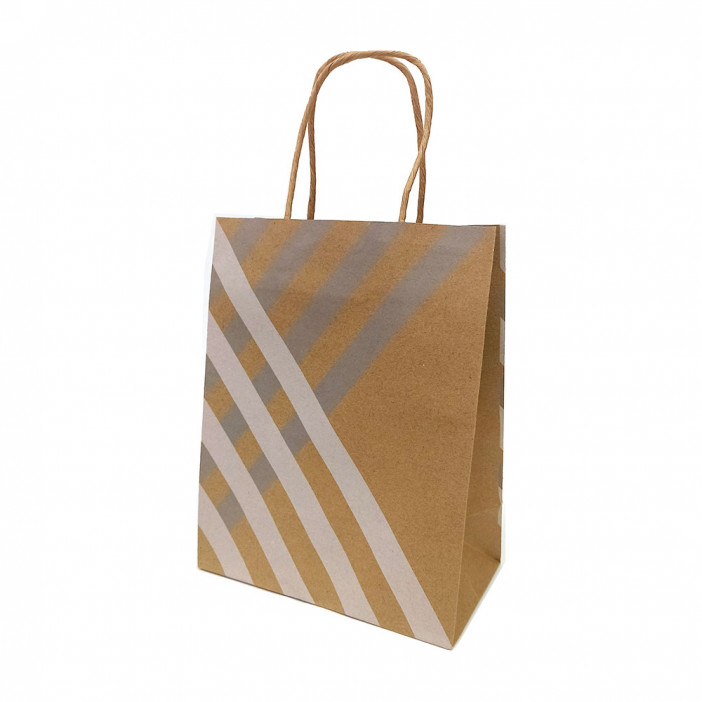 Пакет крафт Полосы с крученой ручкой размер 12*17*7см